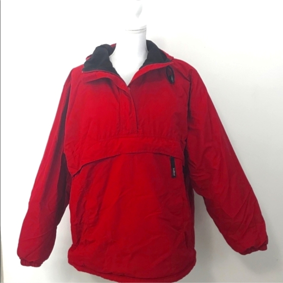 L.L.BEAN Squall Pullover Red Coat Winter Hoodie Fleece Lined Ski Snow Large - Picture 10 of 12